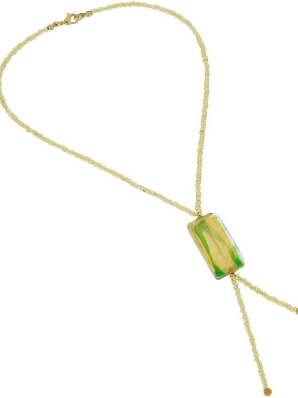 Elegant Murano Glass Royal Green Block Tie Necklace - Unique Handmade Jewelry